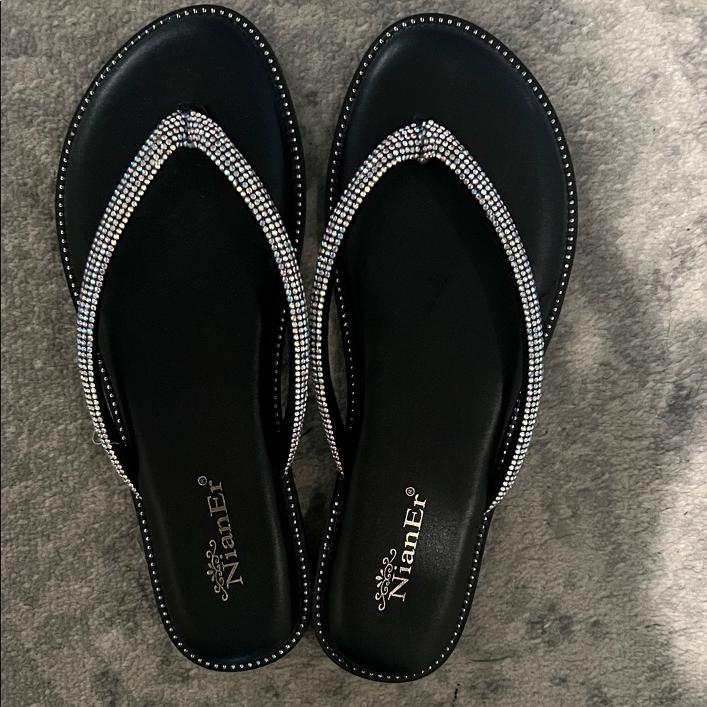 Black Rhinestone Women's Sandals